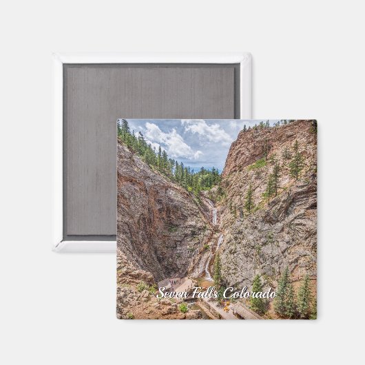 Seven Falls Colorado Square Magnet (Vorderseite/Rückseite)
