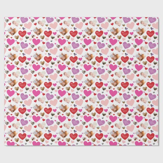 Seven Foto Valentine's Day Heart Geschenkpapier (Flach)
