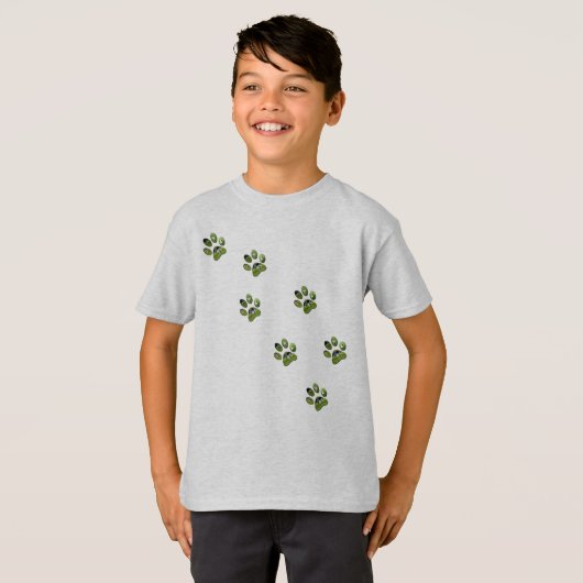 Seven Fox Terrier Paw Prints Walking, T-Shirt (Vorne ganz)