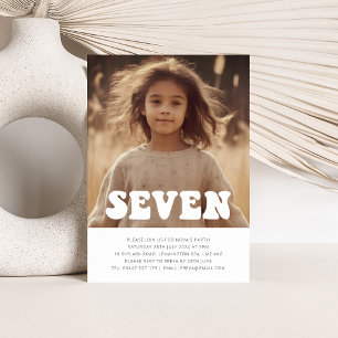 Seven - Groovy Foto Geburtstagsfeier Einladung