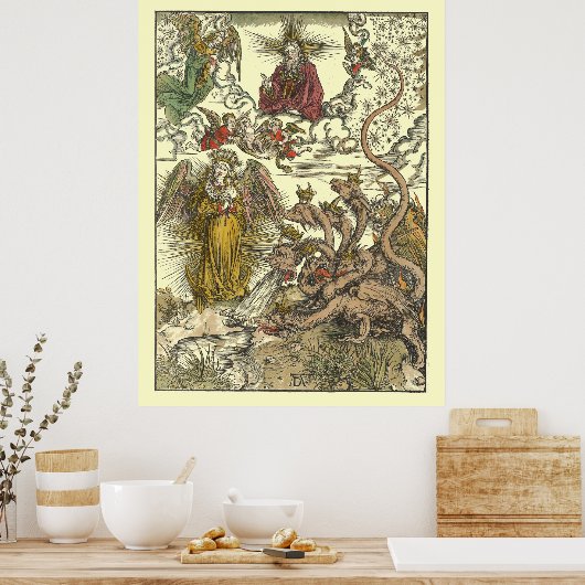 Seven Headed Dragon by Albrecht Dürer Poster (Küche)