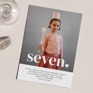 Seven Heart Foto Erster Geburtstag Einladung