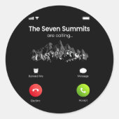 Seven Highest Summits Are Calling Funny Climbing H Runder Aufkleber (Vorderseite)