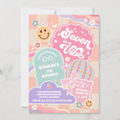 Seven Is A Vibe Cloud Rainbow Disco 7th Birthday Einladung (Vorderseite)