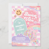 Seven Is A Vibe Cloud Regenbogen Disco 7. Geburtst Einladung (Vorderseite)
