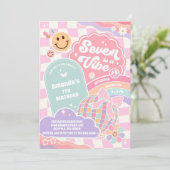 Seven Is A Vibe Cloud Regenbogen Disco 7. Geburtst Einladung (Stehend Vorderseite)