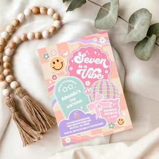 Seven Is A Vibe Cloud Regenbogen Disco 7. Geburtst Einladung