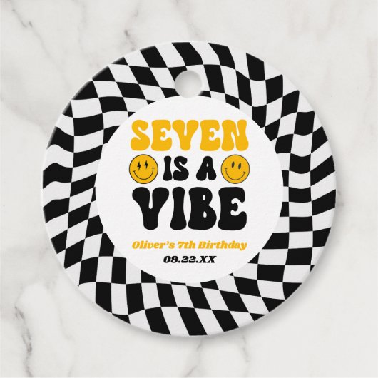 Seven Is A Vibe Retro Seventh 7th Birthday Party Geschenkanhänger (Vorderseite)