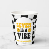 Seven Is A Vibe Retro Seventh 7th Birthday Party Pappbecher (Vorderseite)