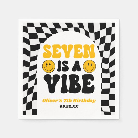 Seven Is A Vibe Retro Seventh 7th Birthday Party Serviette (Vorderseite)