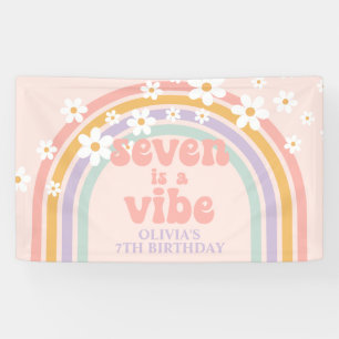 Seven ist ein Vibe Pastel Regenbogen 7. Geburtstag Banner