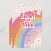 Seven ist ein Vibe Rainbow 7. Geburtstag Einladung (Vorne/Hinten)