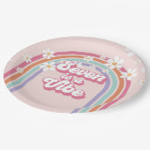 Seven ist ein Vibe Rainbow Pink 7. Geburtstag Pappteller (Schrägansicht)