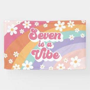 Seven ist ein Vibe Retro Rainbow 7. Geburtstag Banner