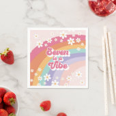 Seven ist ein Vibe Retro Rainbow 7. Geburtstag Serviette (Beispiel)