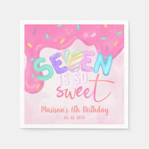 Seven ist so süß rosa Zuckerguss Marshmallow Serviette