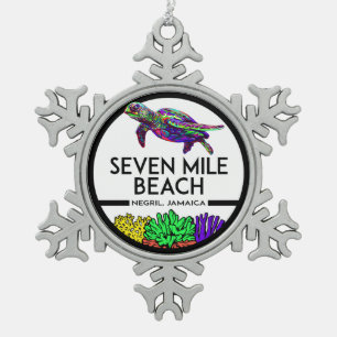 Seven Mile Beach Negril Jamaica Sea Turm Schneeflocken Zinn-Ornament