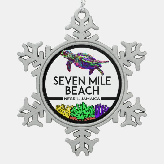 Seven Mile Beach Negril Jamaica Sea Turm Schneeflocken Zinn-Ornament (Vorderseite)
