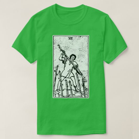 Seven of Wands VII von Wands Tarot d'Arcana T-Shirt (Design vorne)