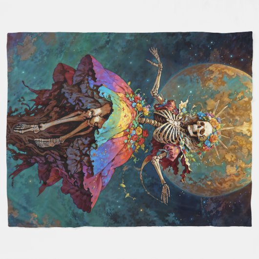 Seven Powers Santa Muerte Fleecedecke (Vorderseite (Horizontal))