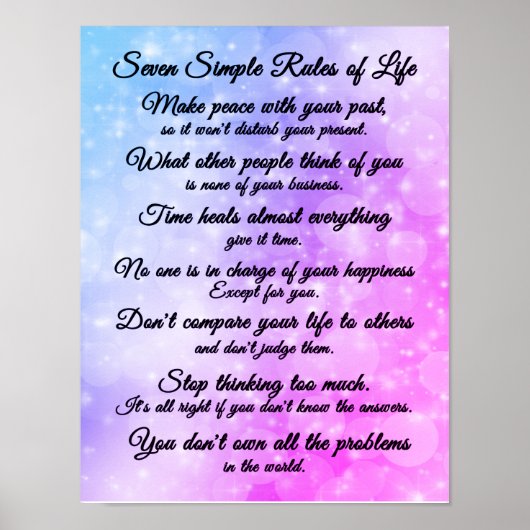 Seven Simple Rules for Life - kann die Größe änder Poster (Vorne)