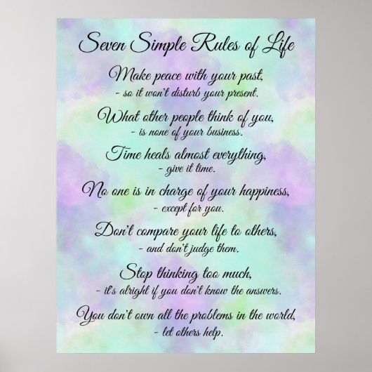 Seven Simple Rules for Life - Text ändern Poster (Vorne)