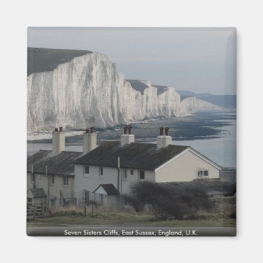 Seven Sisters Cliffs, East Sussex, England, Großbr Magnet (Vorne)