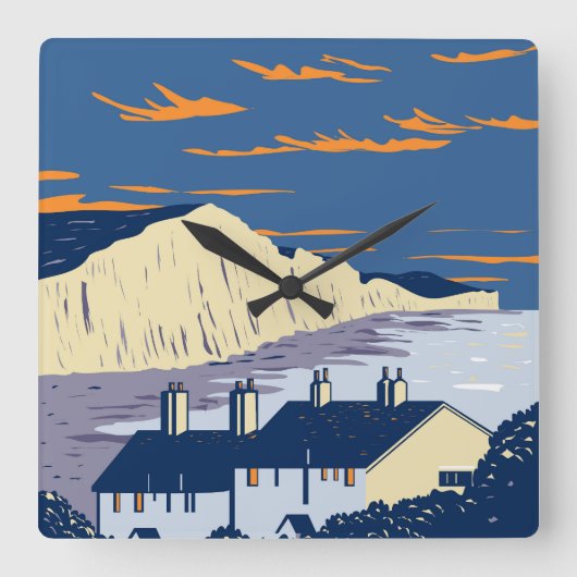 Seven Sisters Quadratische Wanduhr (Vorderseite)