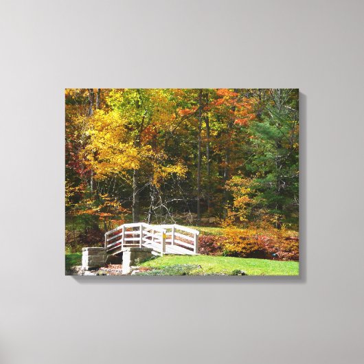 Seven Springs Fall Bridge I Herbst Landschaft Leinwanddruck (Vorderseite)