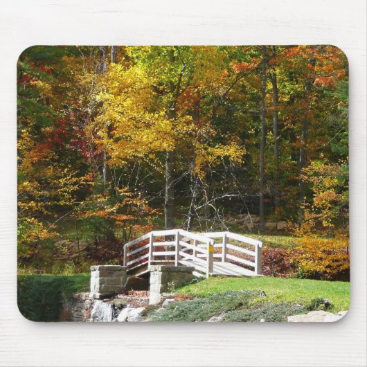 Seven Springs Fall Bridge I Herbst Landschaft Mousepad (Vorne)