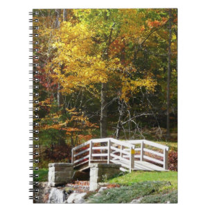Seven Springs Fall Bridge I Herbst Landschaft Notizblock
