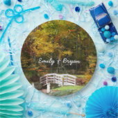 Seven Springs Fall Bridge I Herbst Landschaft Pappteller (Party)