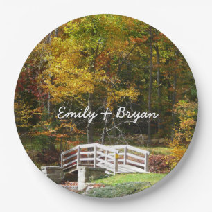 Seven Springs Fall Bridge I Herbst Landschaft Pappteller