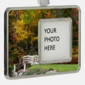 Seven Springs Fall Bridge I Herbst Landschaft Rahmen-Ornament Silber (Rechts)