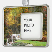 Seven Springs Fall Bridge I Herbst Landschaft Rahmen-Ornament Silber (Links)