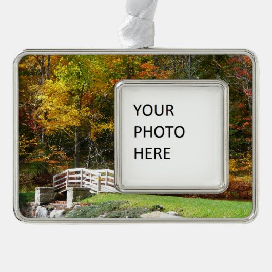 Seven Springs Fall Bridge I Herbst Landschaft Rahmen-Ornament Silber (Vorderseite)