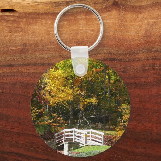 Seven Springs Fall Bridge I Herbst Landschaft Schlüsselanhänger (Vorderseite)