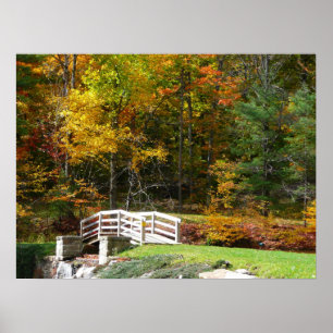 Seven Springs Fall Bridge I Herbstlandschaft Poster
