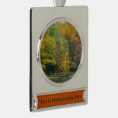 Seven Springs Fall Bridge II Herbstlandschaft Banner-Ornament Silber (Rechts)
