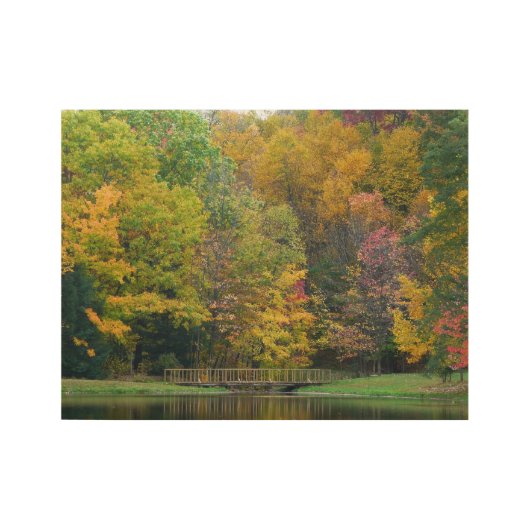 Seven Springs Fall Bridge II Herbstlandschaft Holzposter (Vorderseite)
