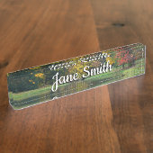 Seven Springs Fall Bridge II Herbstlandschaft Namensplakette (Seite)