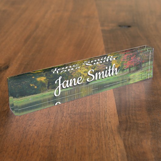 Seven Springs Fall Bridge II Herbstlandschaft Namensplakette (Seite)