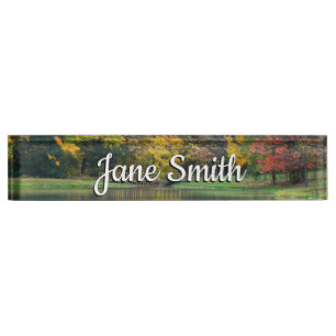Seven Springs Fall Bridge II Herbstlandschaft Namensplakette