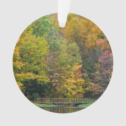 Seven Springs Fall Bridge II Herbstlandschaft Ornament (Vorderseite)