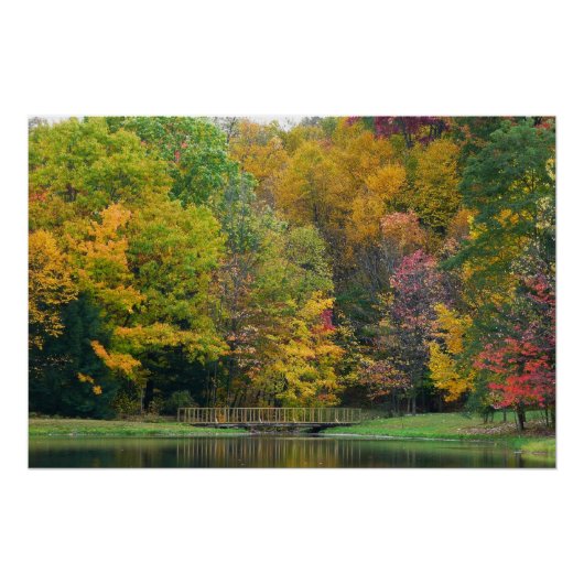 Seven Springs Fall Bridge II Herbstlandschaft Poster (Vorderseite)