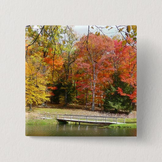 Seven Springs Fall Bridge III Herbstlandschaft Button (Vorderseite)