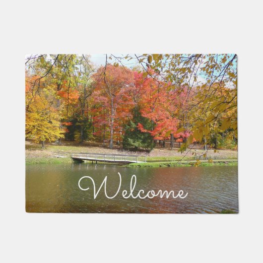 Seven Springs Fall Bridge III Herbstlandschaft Fußmatte (Vorderseite)