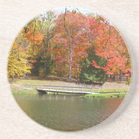 Seven Springs Fall Bridge III Herbstlandschaft Getränkeuntersetzer (Vorne)