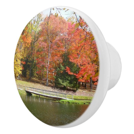 Seven Springs Fall Bridge III Herbstlandschaft Keramikknauf (Rechts)