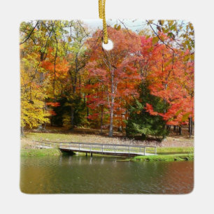 Seven Springs Fall Bridge III Herbstlandschaft Keramikornament